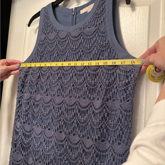 LOFT Size 10 Lace Overlay Dress in Slate Blue - Picture 4 of 7